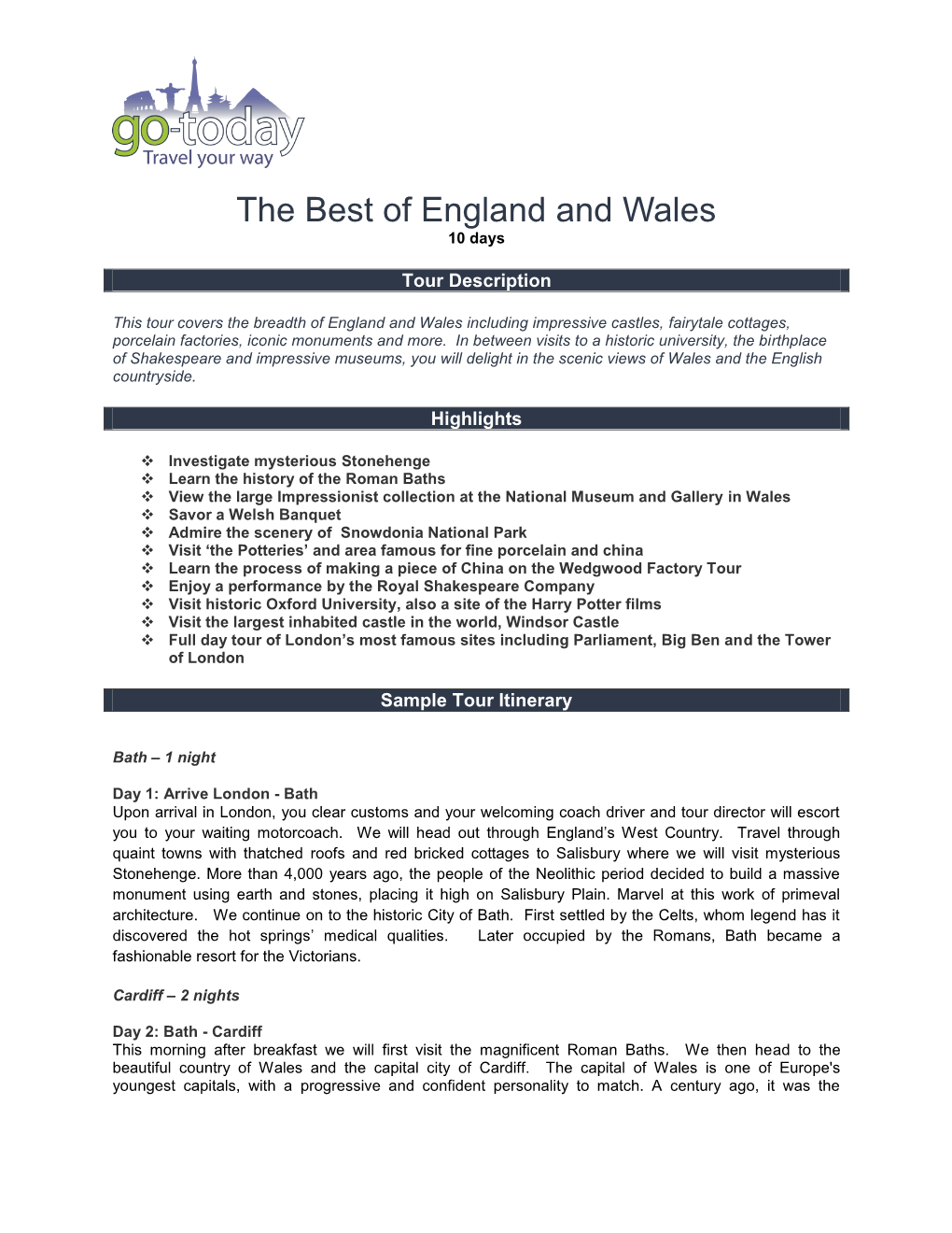 The Best of England and Wales 10 Days