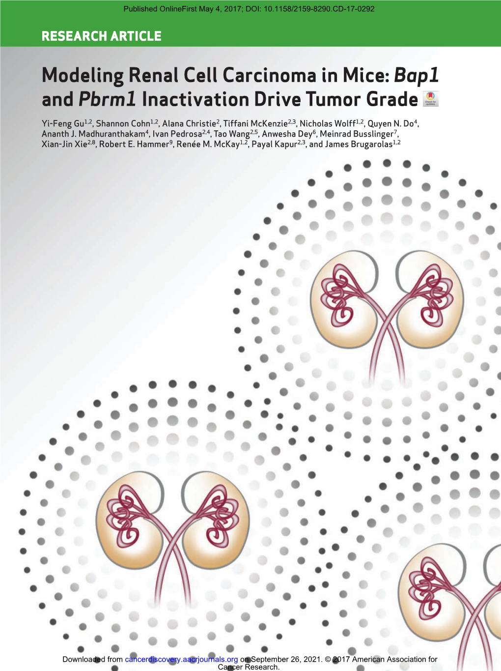 Modeling Renal Cell Carcinoma in Mice: Bap1 and Pbrm1 Inactivation Drive Tumor Grade