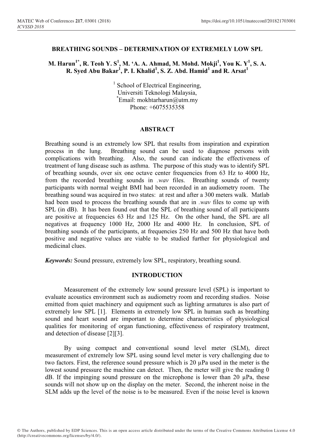 Breathing Sounds – Determination of Extremely Low Spl