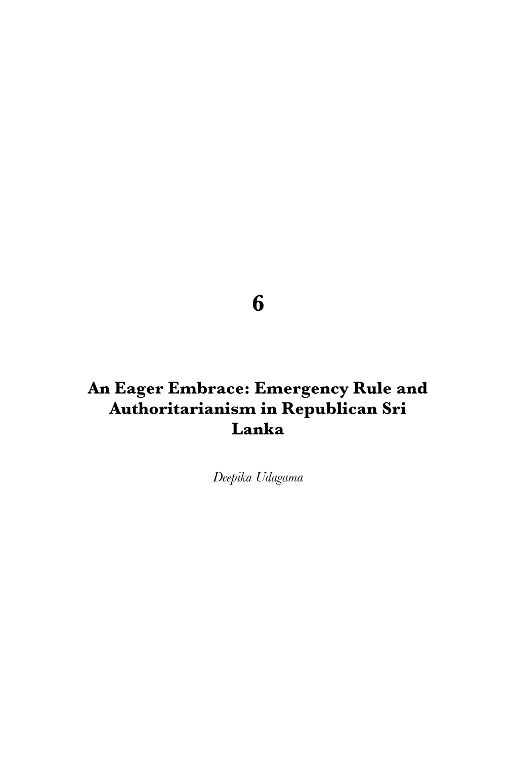 Emergency Rule and Authoritarianism in Republican Sri Lanka