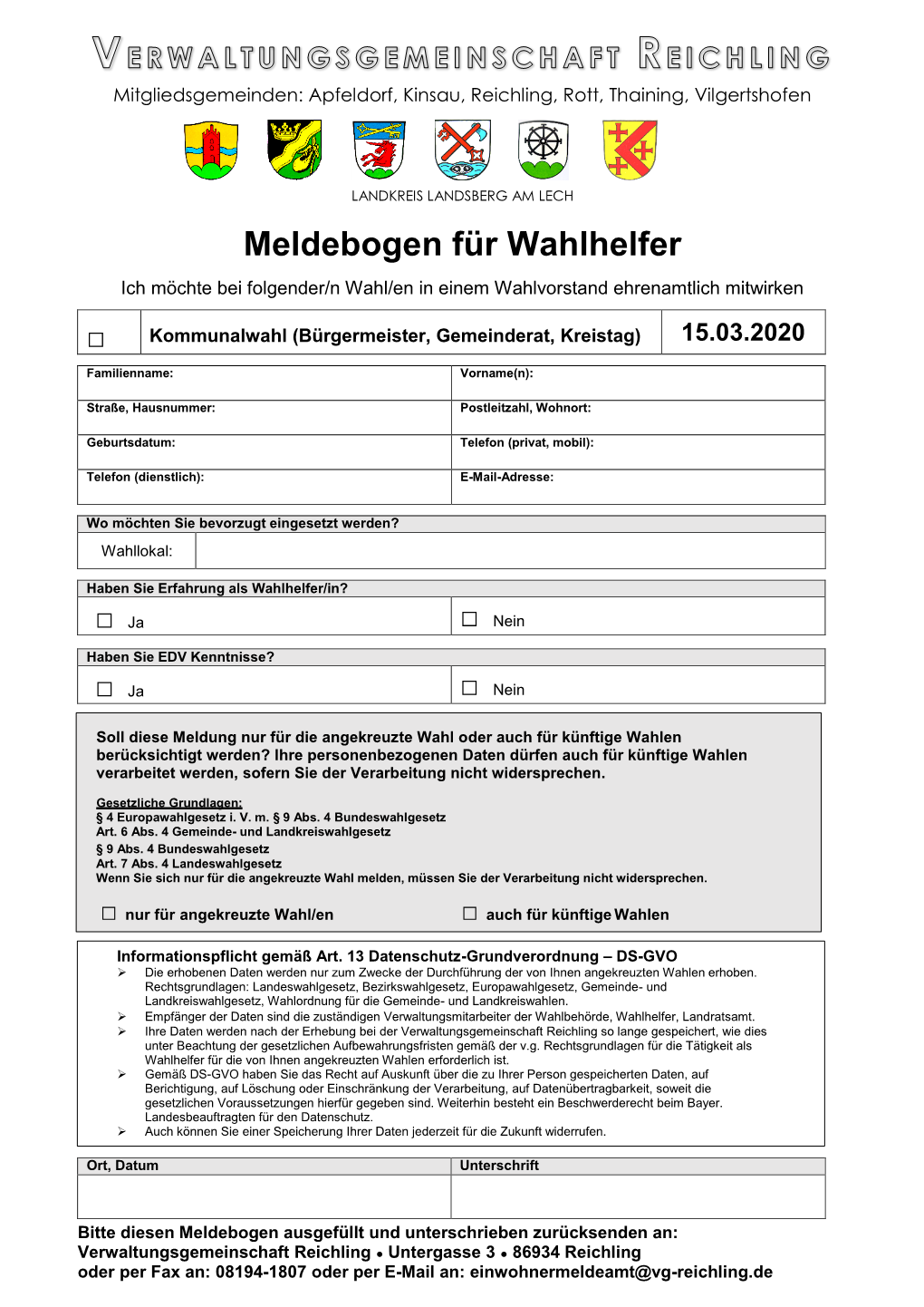 Meldebogen Für Wahlhelfer