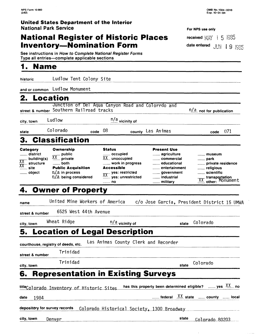 National Register of Historic Places Inventory—Nomination Form 1