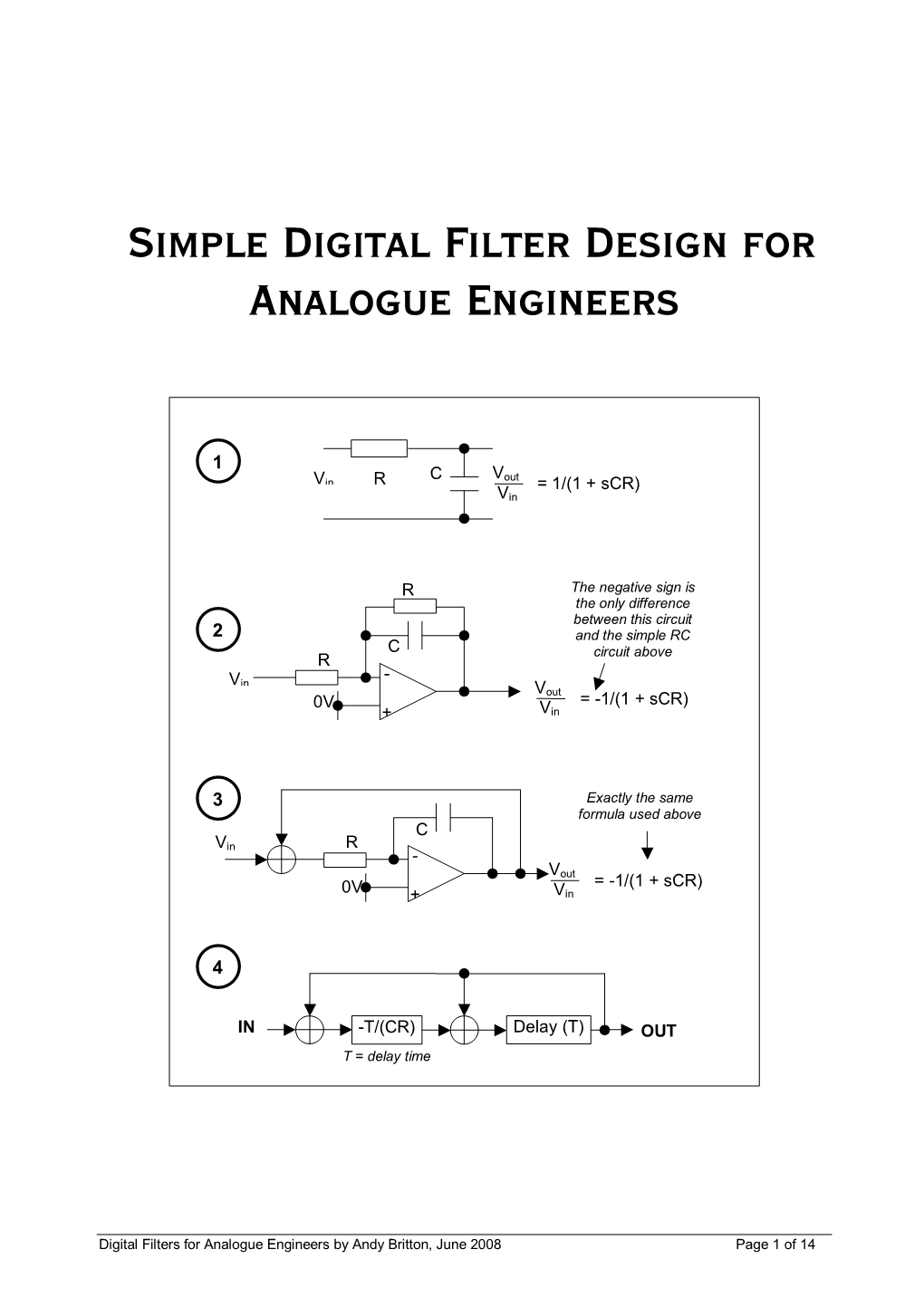 Simple Simple Digital Filter Design for Analogue Engineers