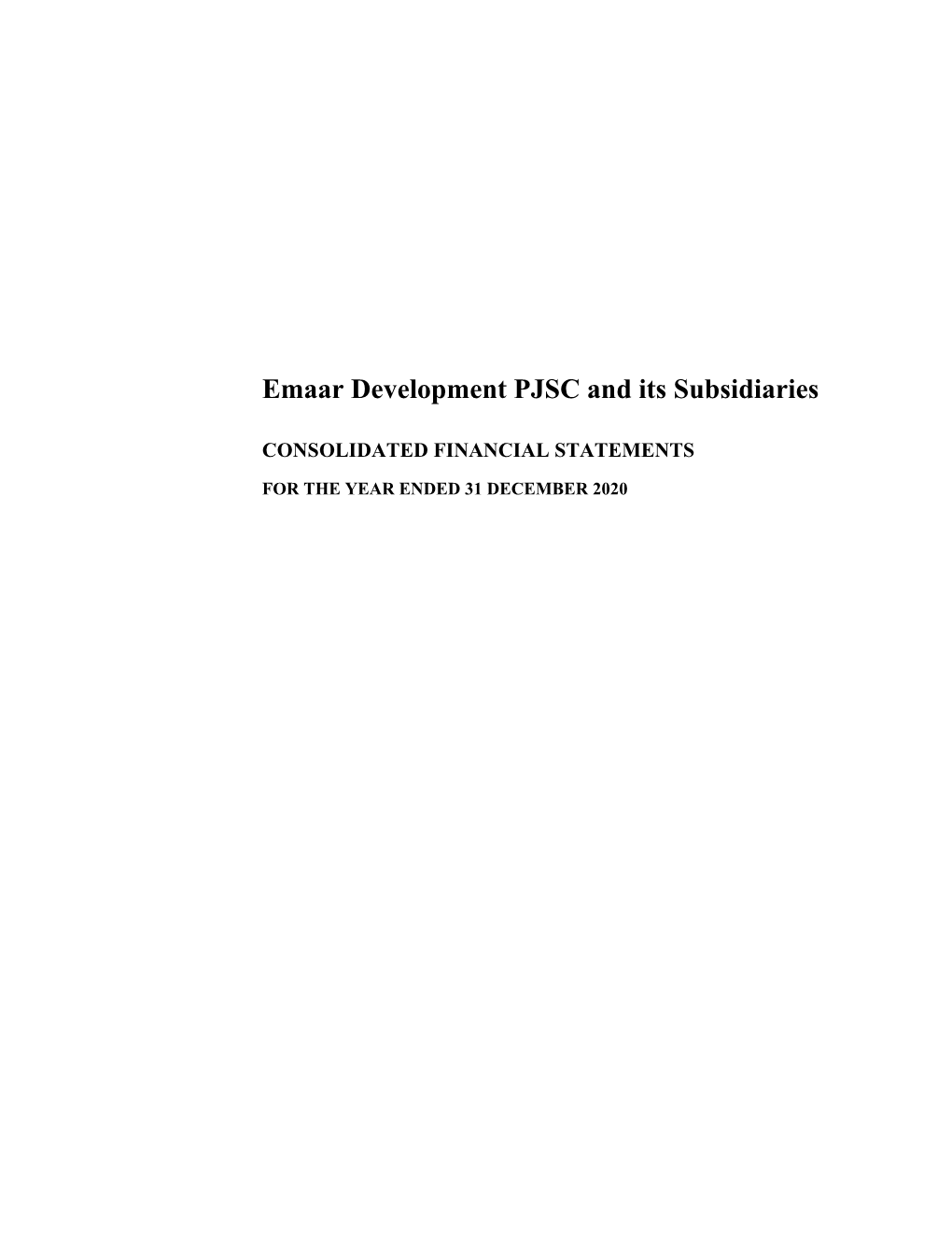 Emaar Development PJSC and Its Subsidiaries