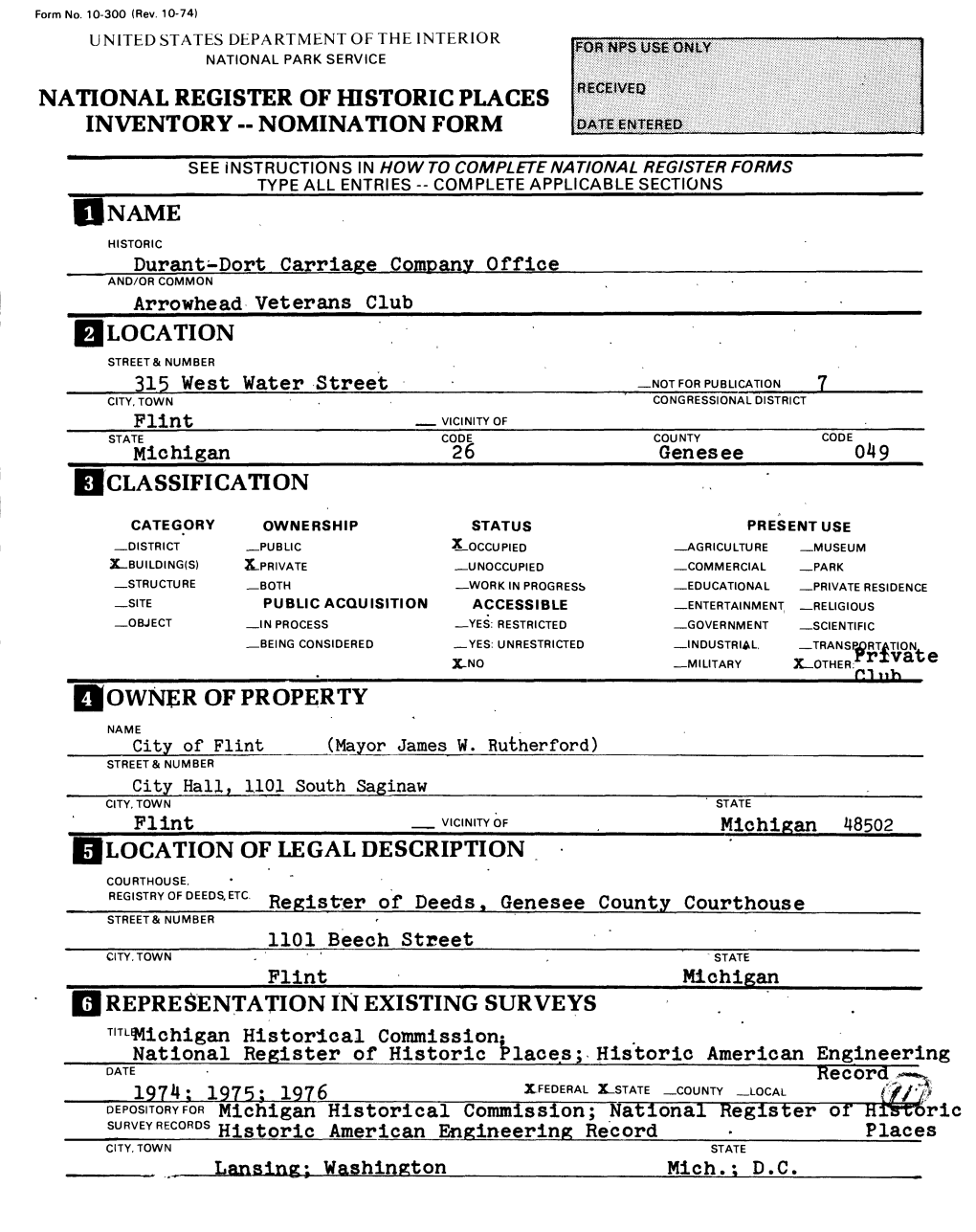 NOMINATION FORM I NAME Durant