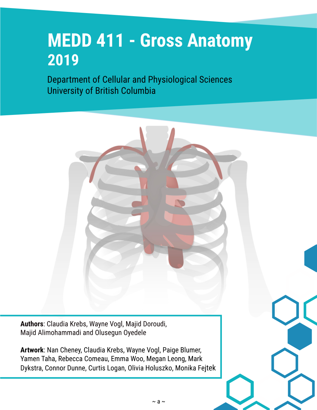 MEDD 411 - Gross Anatomy 2019 Department of Cellular and Physiological Sciences University of British Columbia