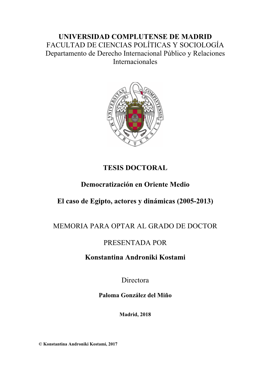 Democratización En Oriente Medio. El Caso De Egipto, Actores Y Dinámicas