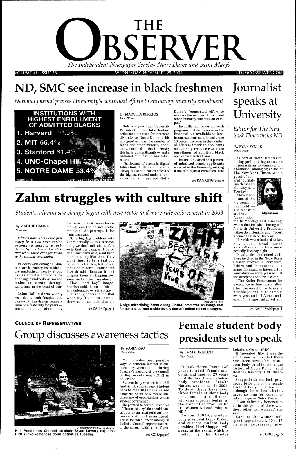 Zahm Struggles with Culture Shift