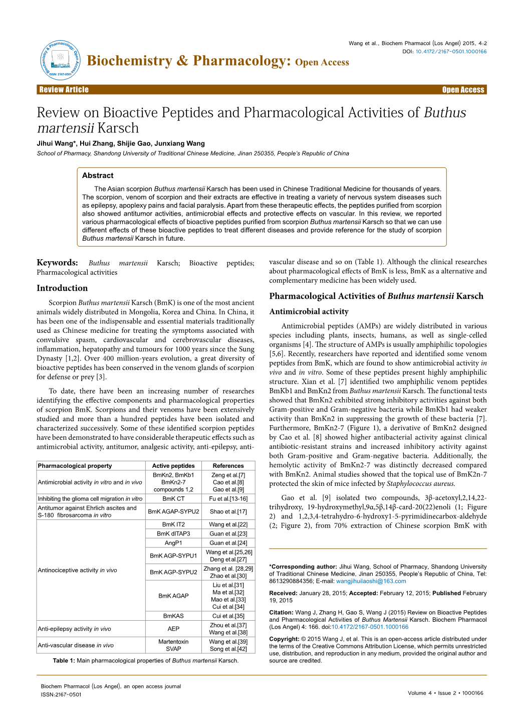 Review on Bioactive Peptides and Pharmacological Activities Of