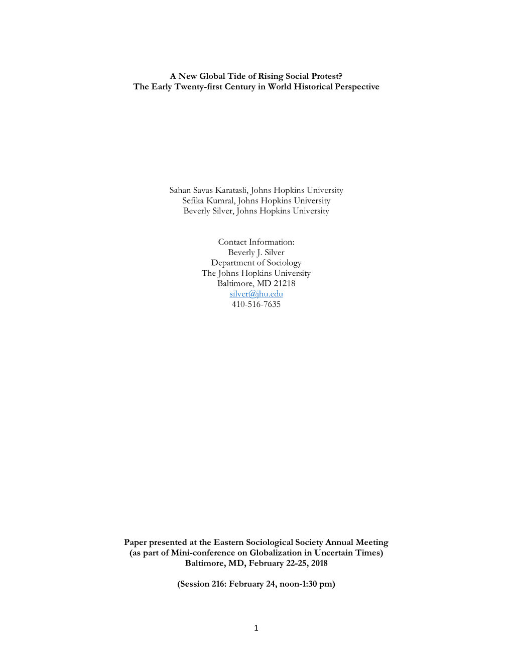 1 a New Global Tide of Rising Social Protest? the Early Twenty-First Century in World Historical Perspective