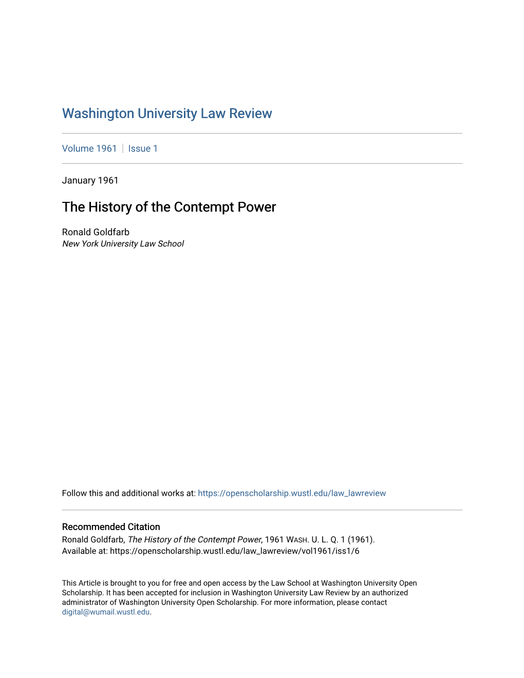 The History of the Contempt Power