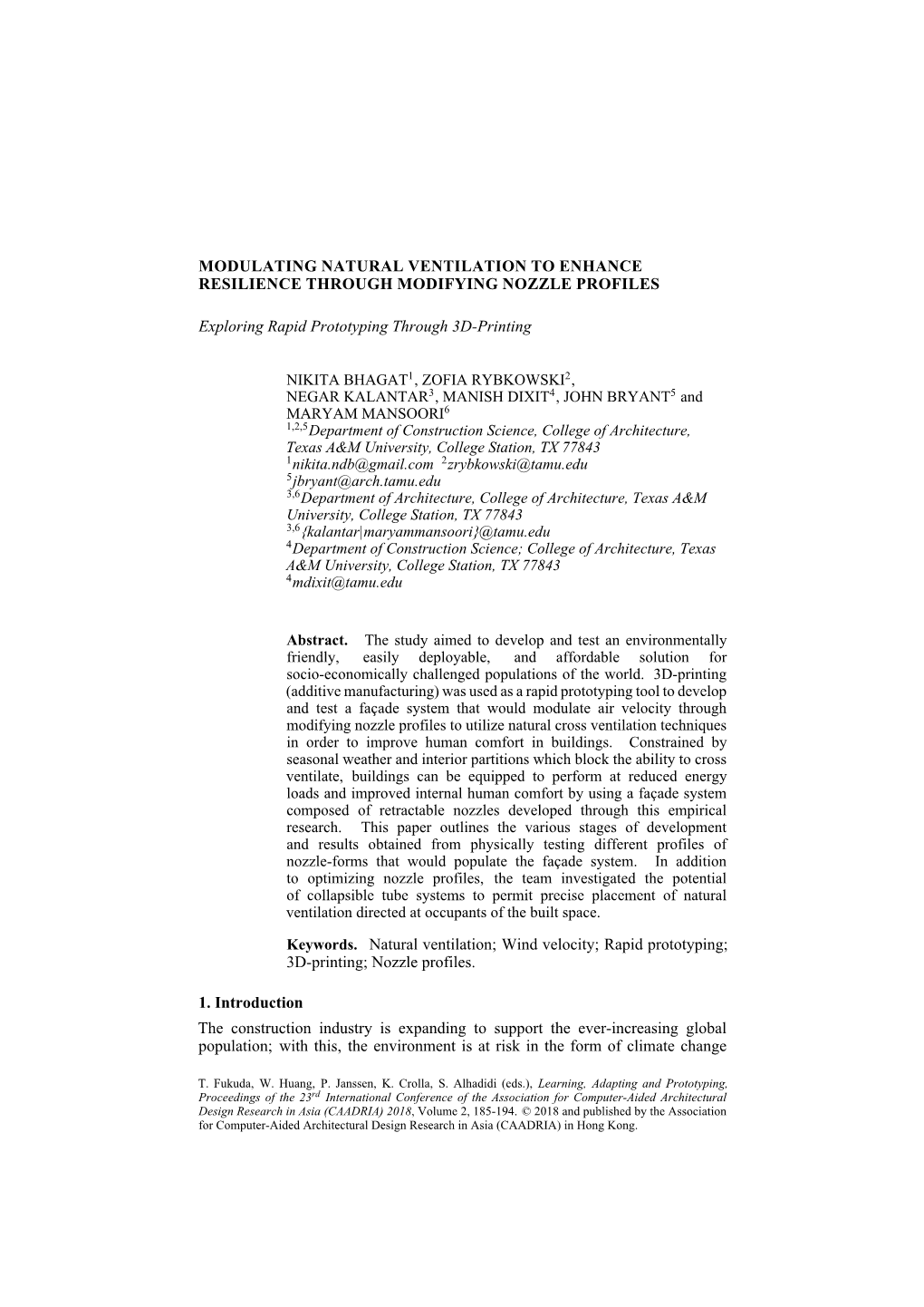 Modulating Natural Ventilation to Enhance Resilience187 Through Modifying Nozzle Profiles