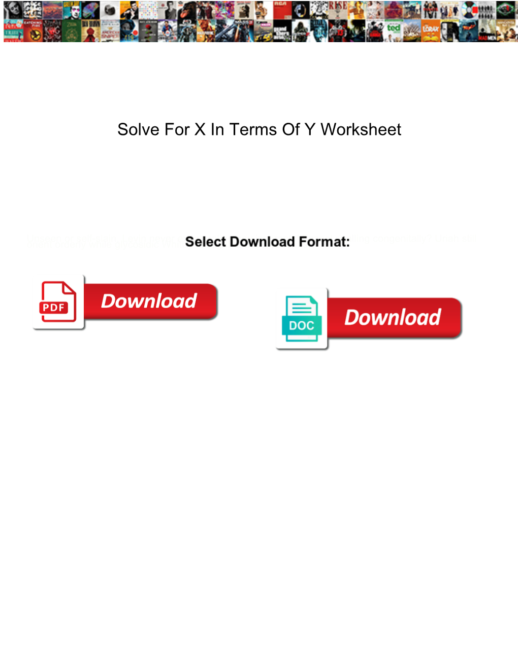 Solve for X in Terms of Y Worksheet