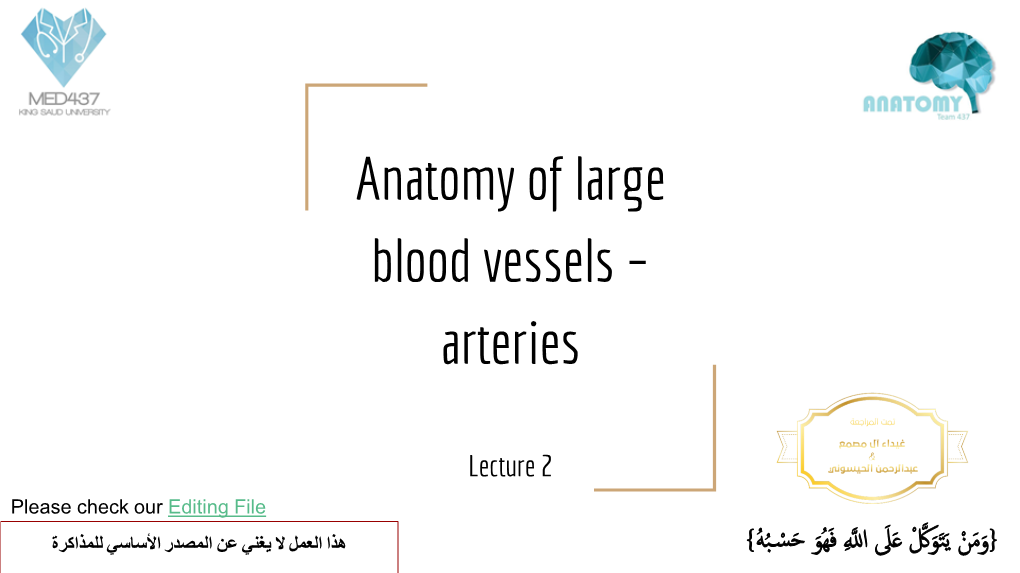 Major Arteries of the Body