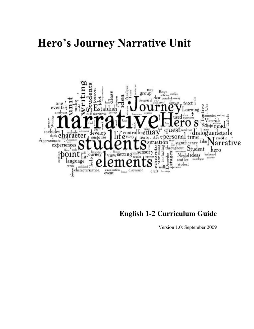 Hero's Journey Narrative Unit