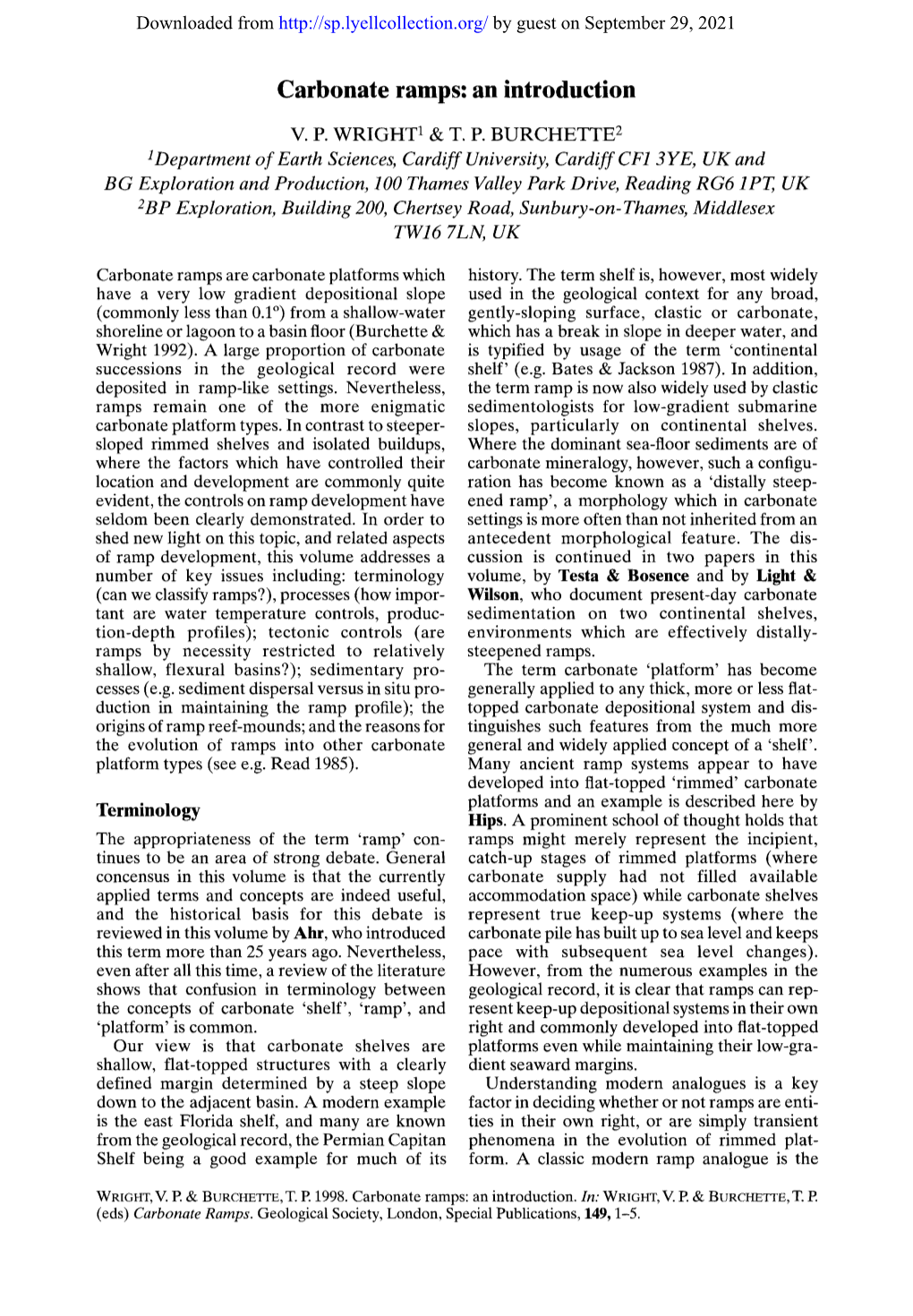 Carbonate Ramps: an Introduction