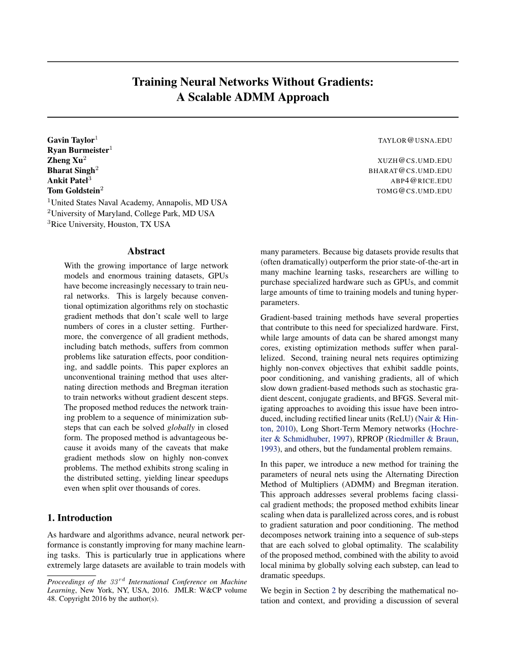 Training Neural Networks Without Gradients: a Scalable ADMM Approach