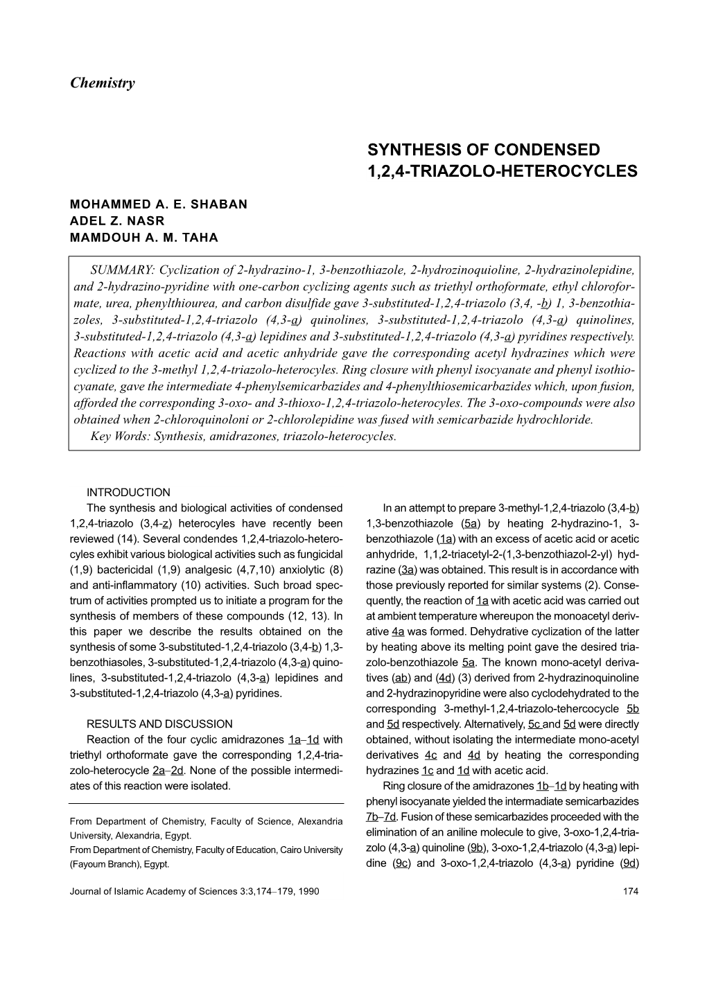 Synthesis of Condensed 1,2,4-Triazolo-Heterocycles