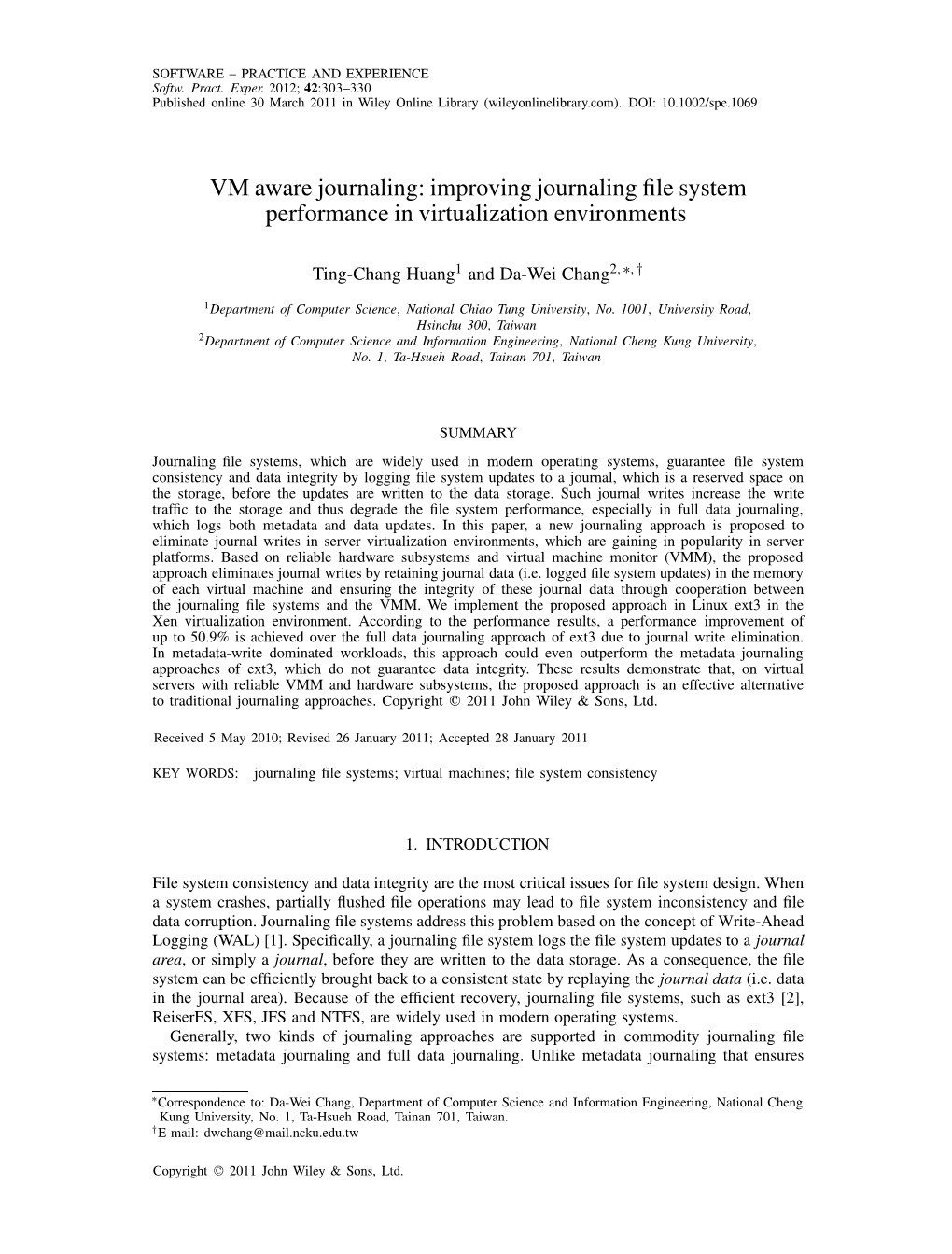 Improving Journaling File System Performance in Virtualization