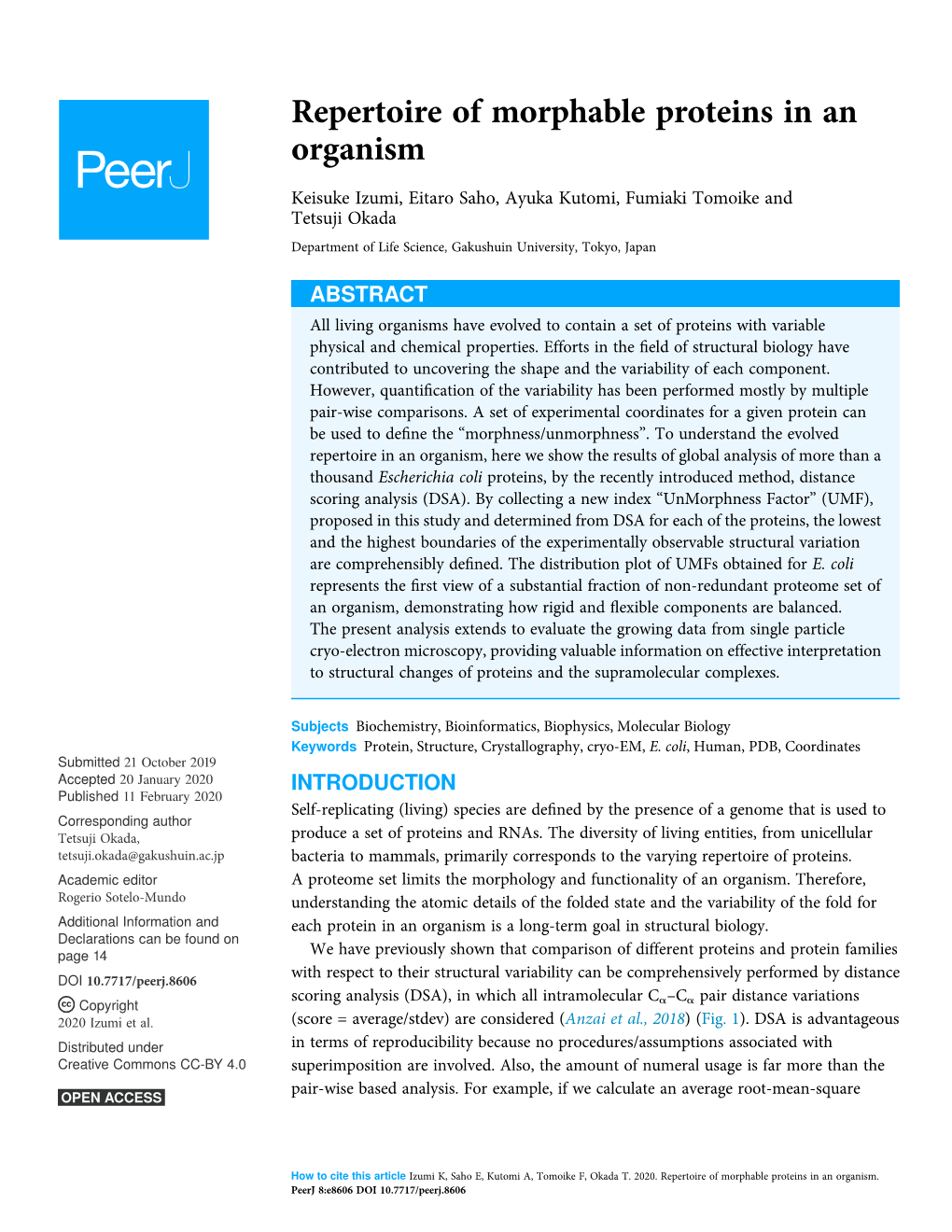 Repertoire of Morphable Proteins in an Organism