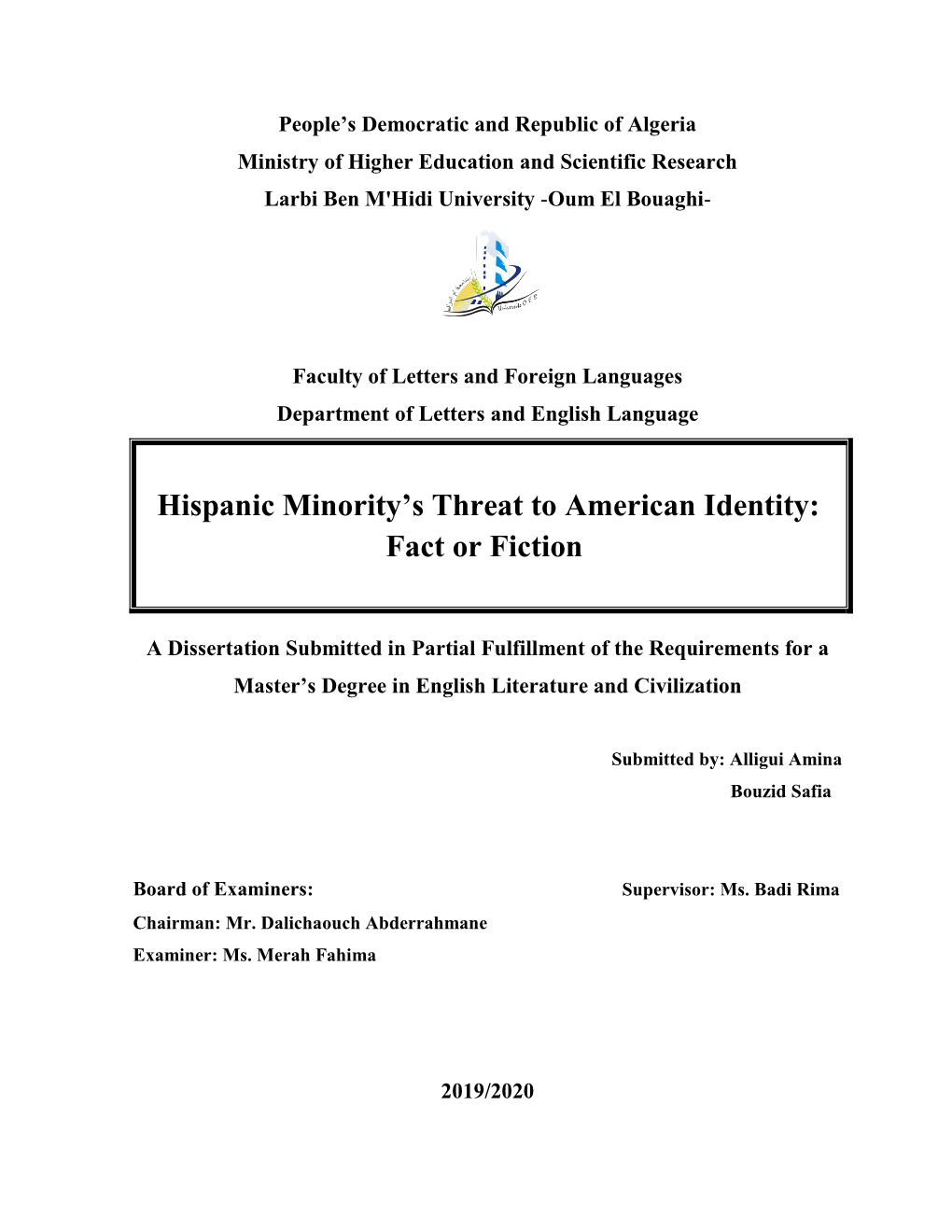 Hispanic Minority's Threat to American Identity: Fact Or Fiction