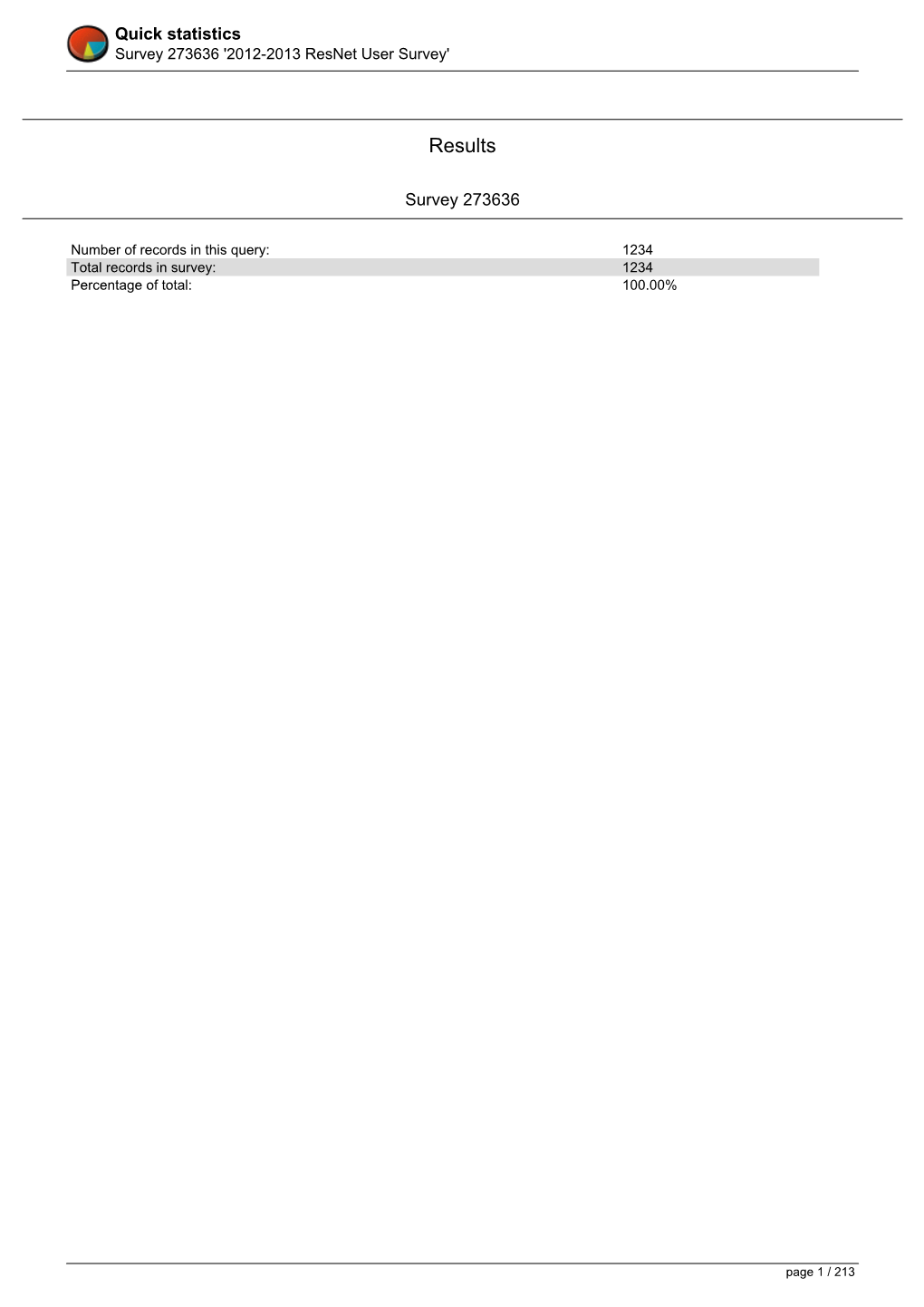 Statistics Survey 273636 '2012-2013 Resnet User Survey'