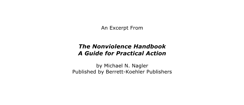 The Nonviolence Handbook a Guide for Practical Action