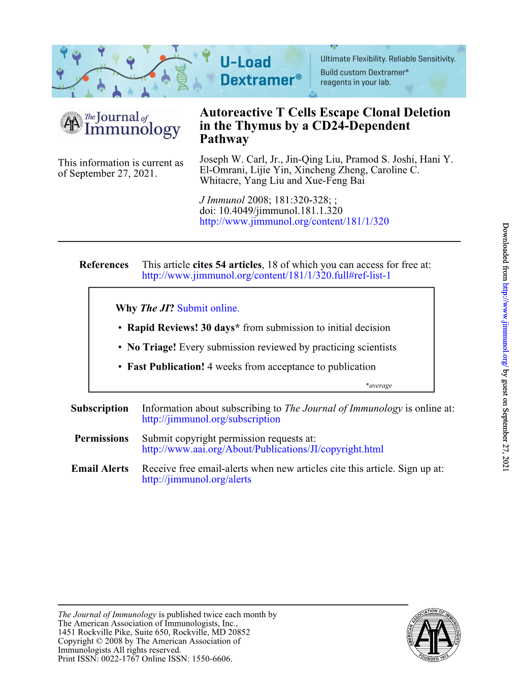 Pathway in the Thymus by a CD24-Dependent Autoreactive T