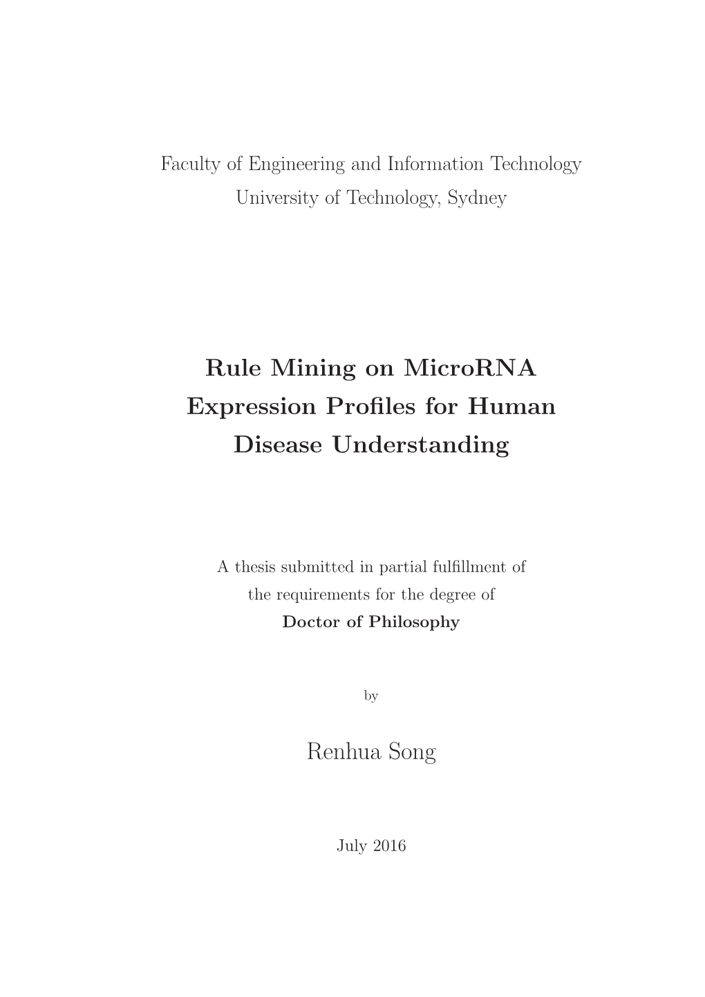 Rule Mining on Microrna Expression Profiles For