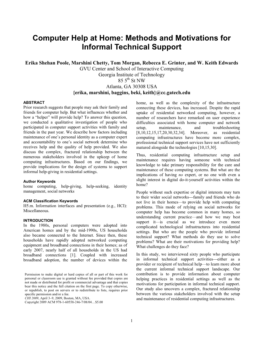 Methods and Motivations for Informal Technical Support