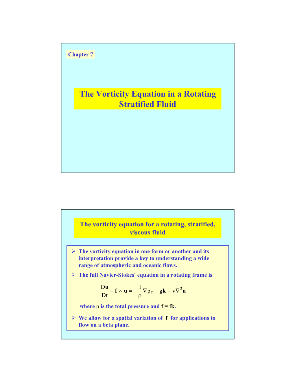 The Vorticity Equation in a Rotating Stratified Fluid