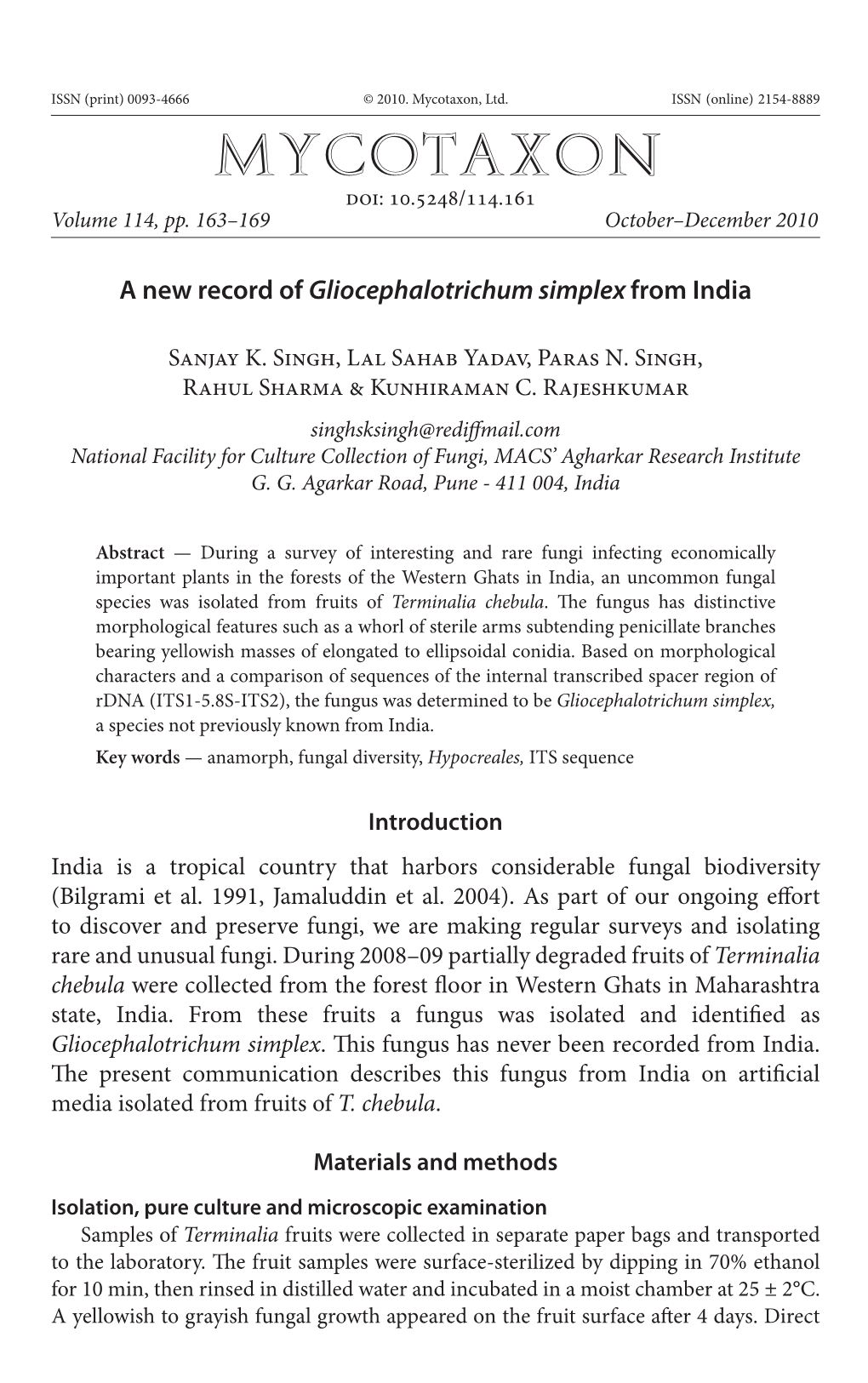 <I>Gliocephalotrichum Simplex</I>