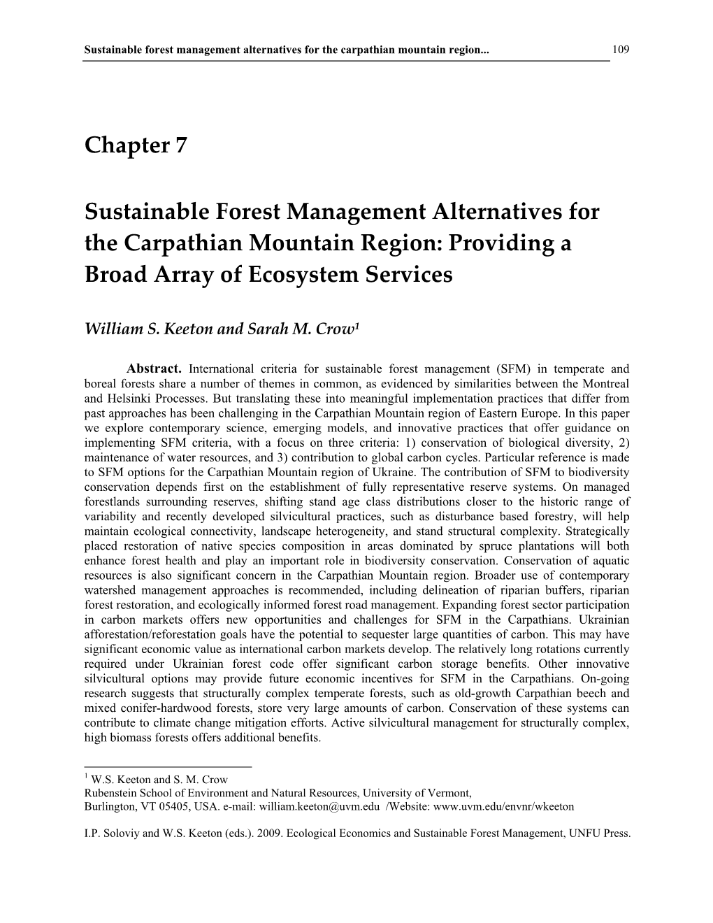 Chapter 7 Sustainable Forest Management Alternatives for The