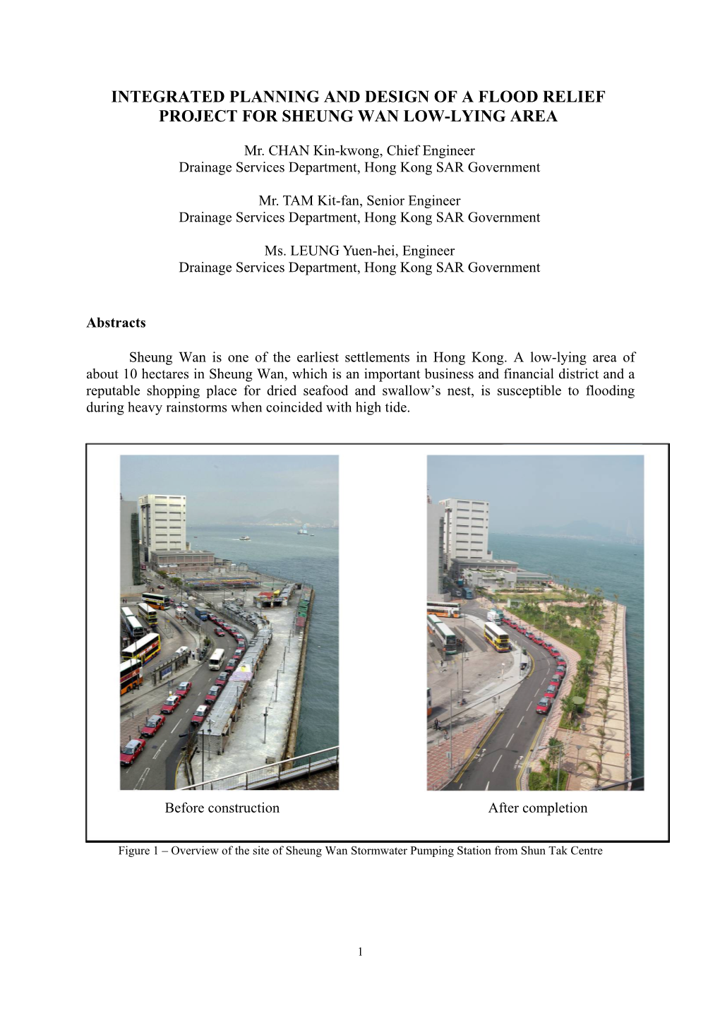Integrated Planning and Design of a Flood Relief Project for Sheung Wan Low-Lying Area