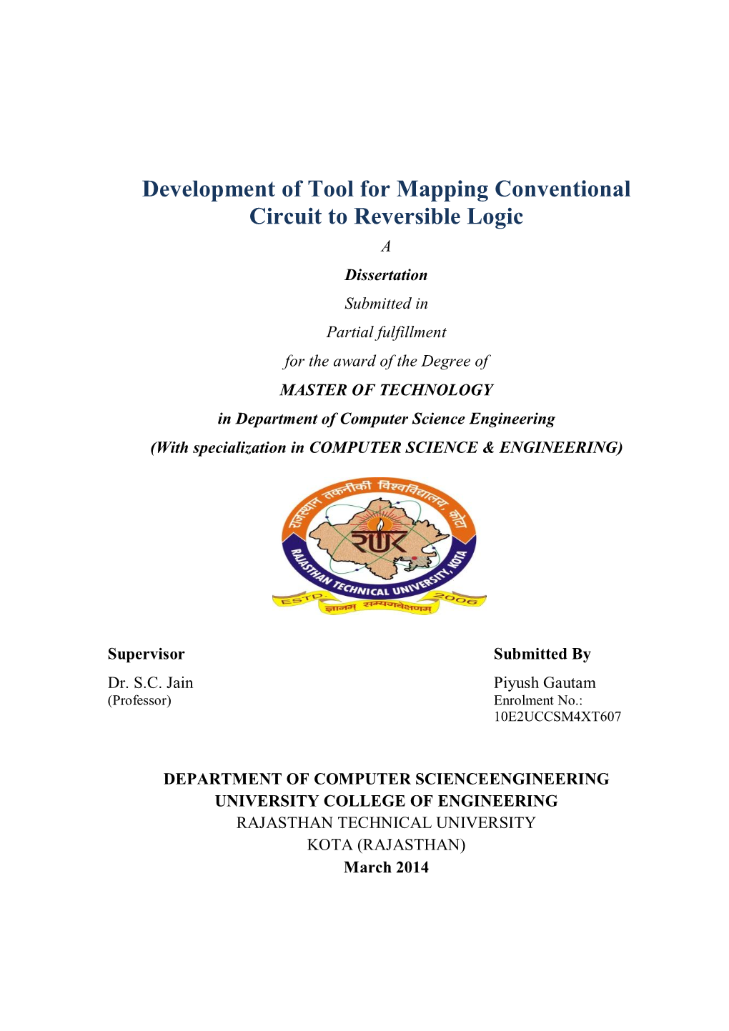 Development of Tool for Mapping Conventional Circuit to Reversible