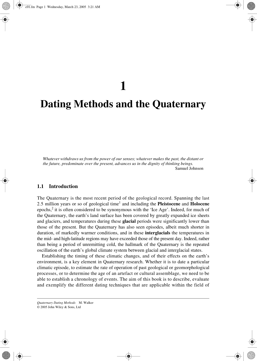 Dating Methods and the Quaternary