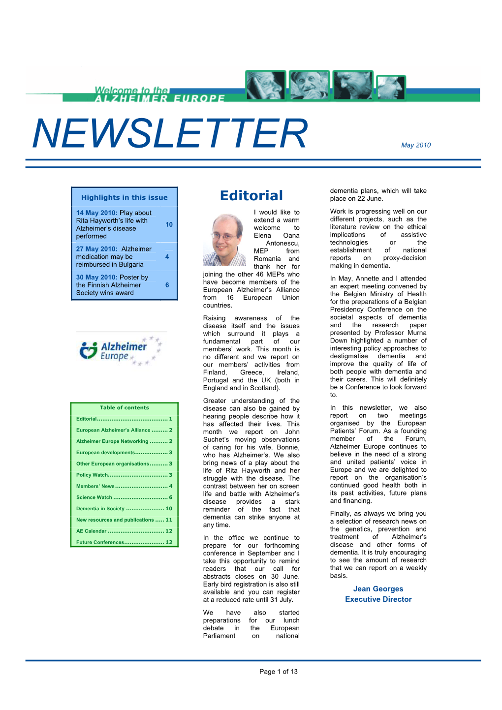 NEWSLETTER May 2010