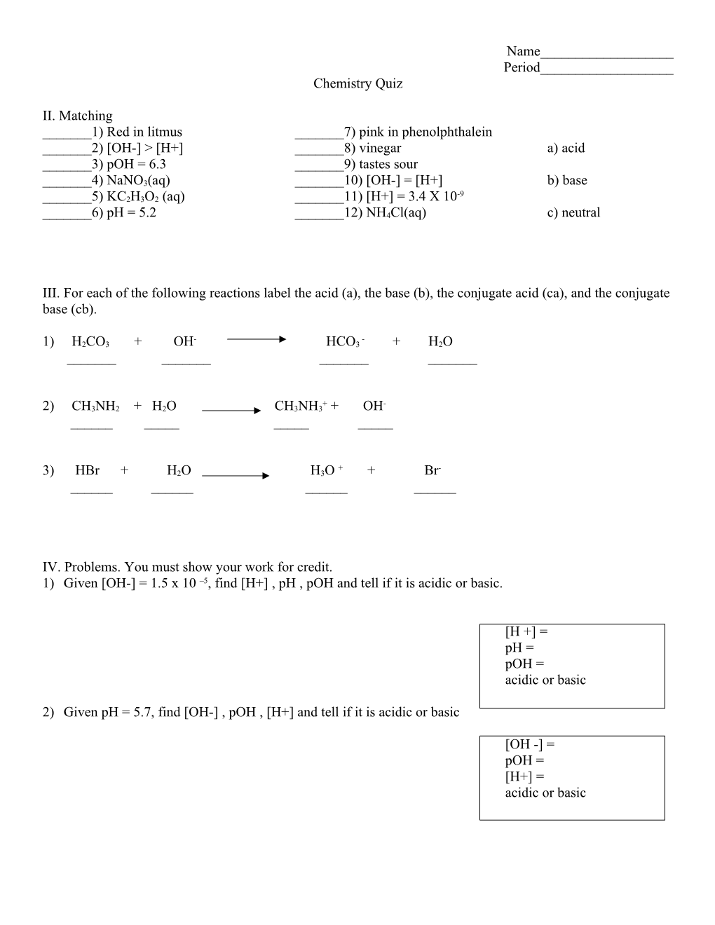 Chemistry Quiz