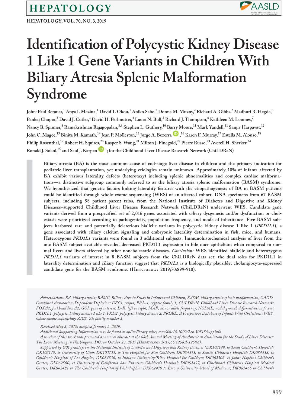 Identification of Polycystic Kidney Disease 1 Like 1 Gene Variants In