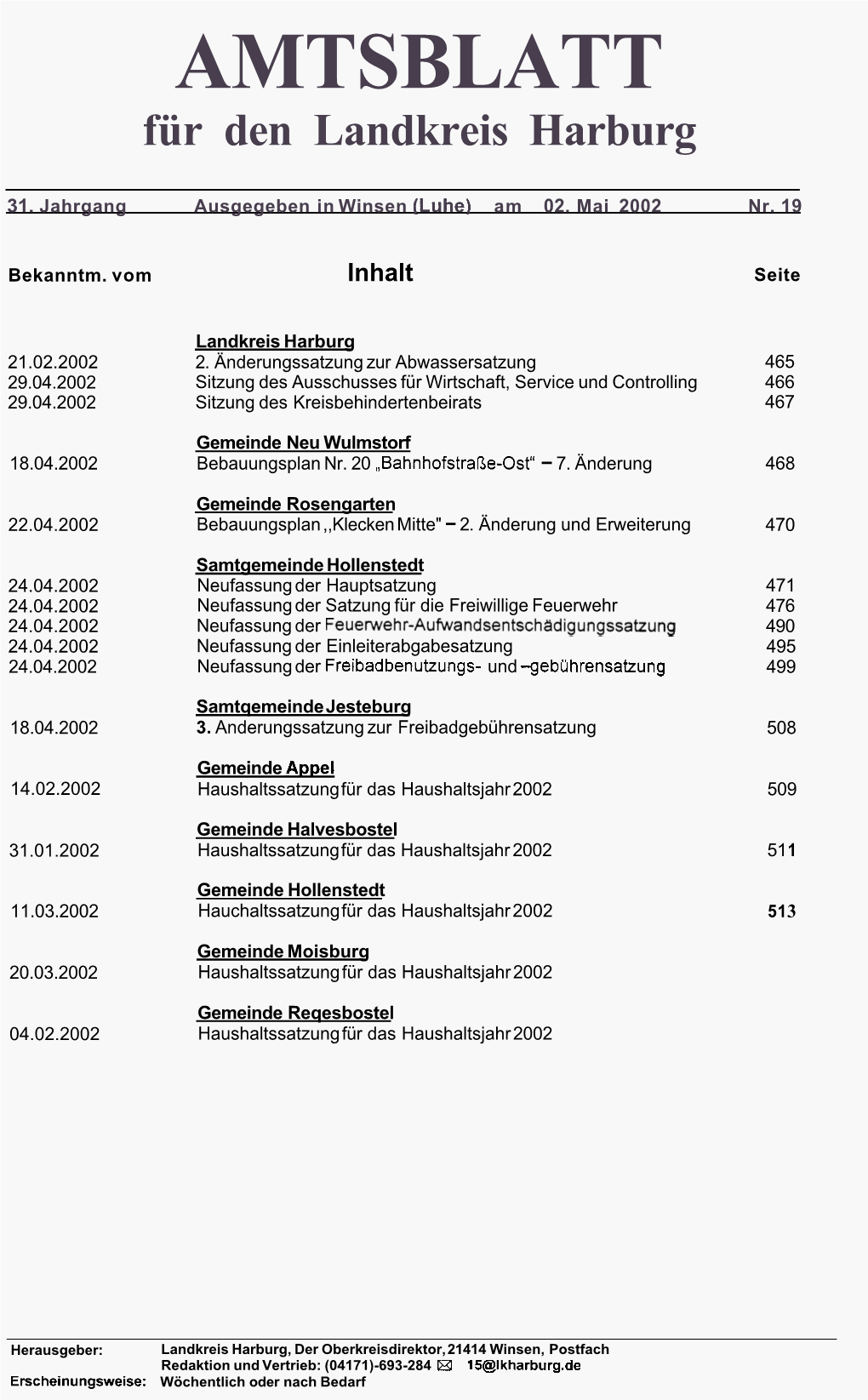 AMTSBLATT Für Den Landkreis Harburg