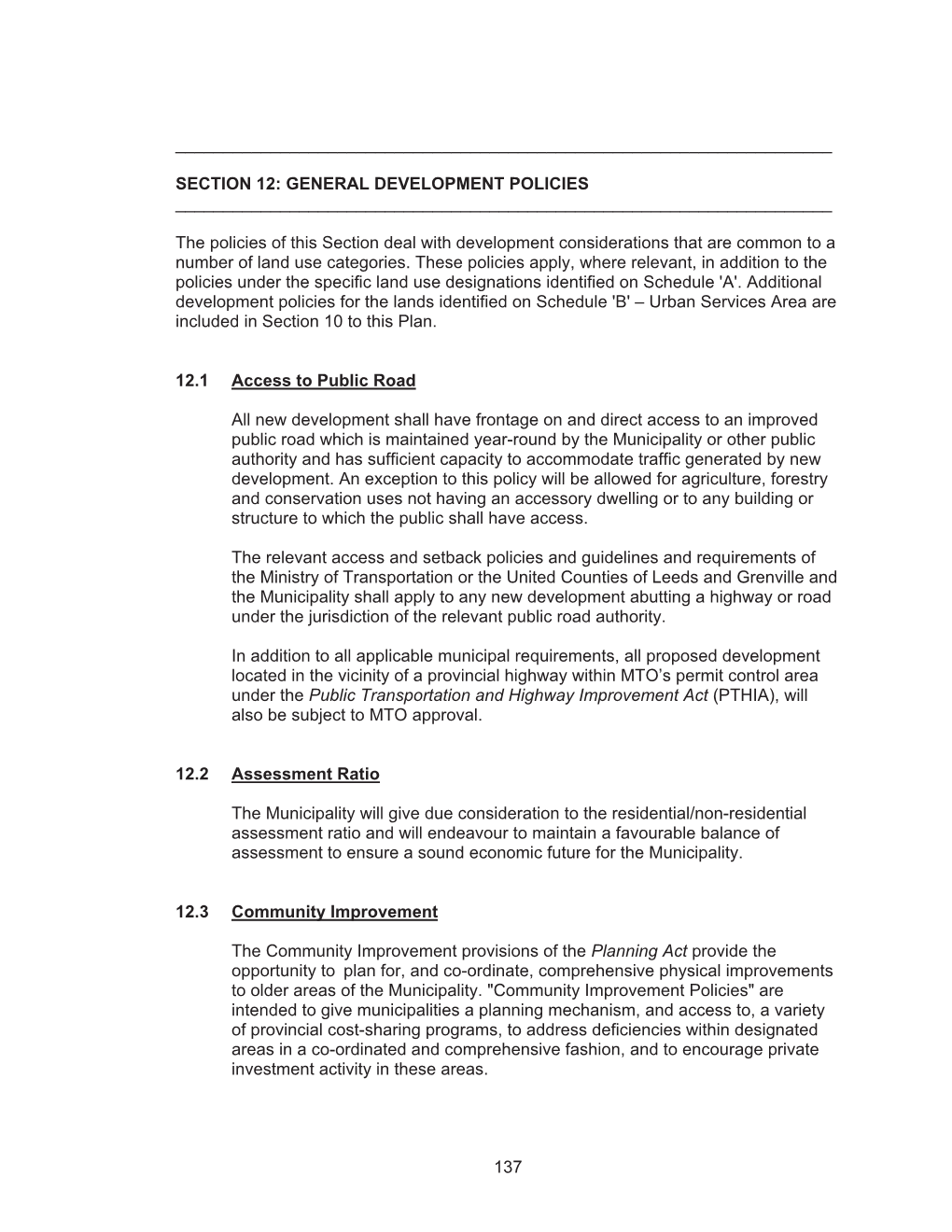 Section 12: General Development Policies ______