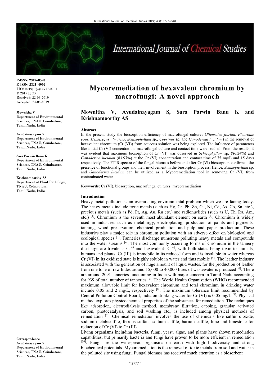 Mycoremediation of Hexavalent Chromium by Macrofungi