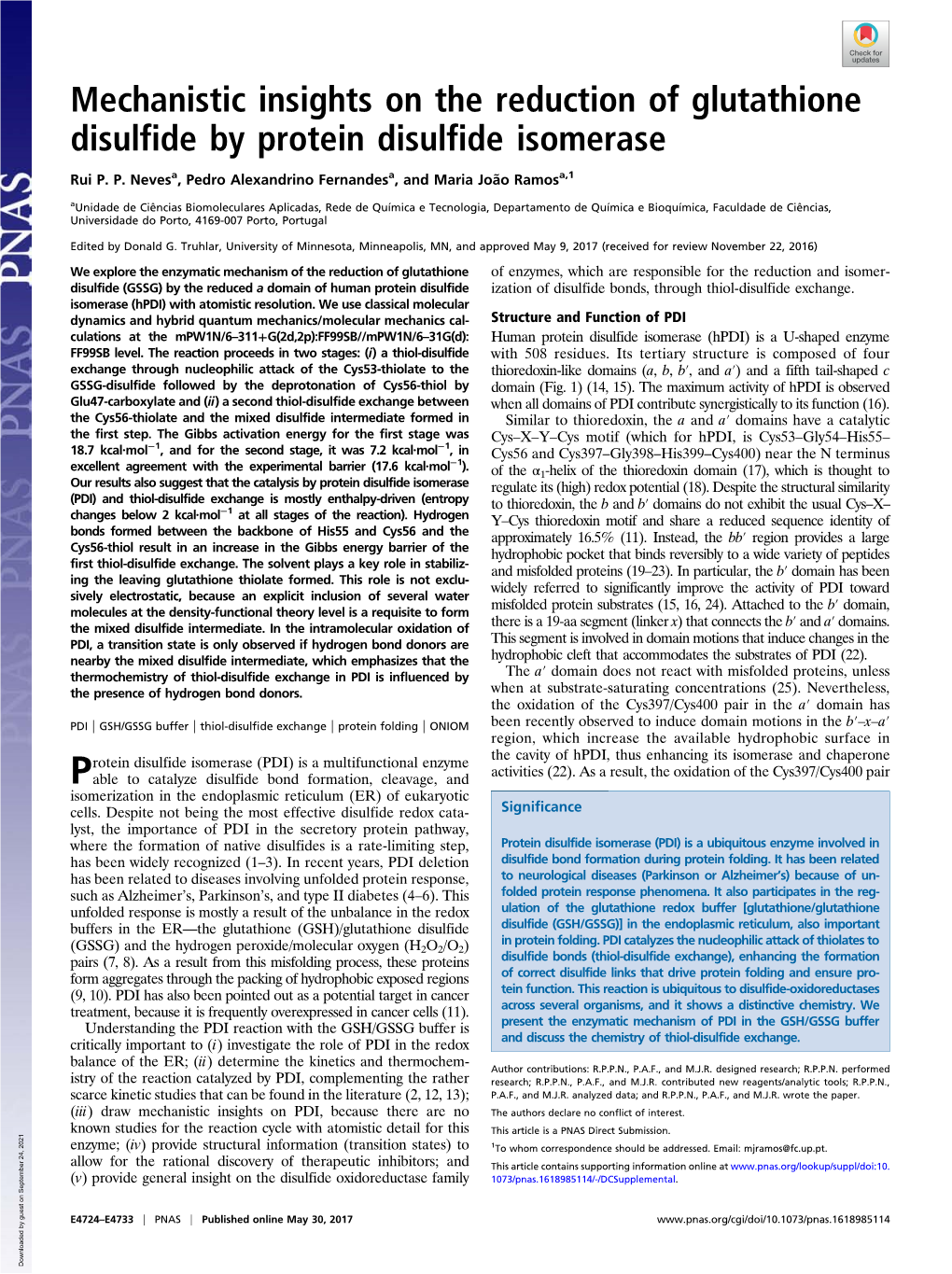 Mechanistic Insights on the Reduction of Glutathione Disulfide by Protein Disulfide Isomerase