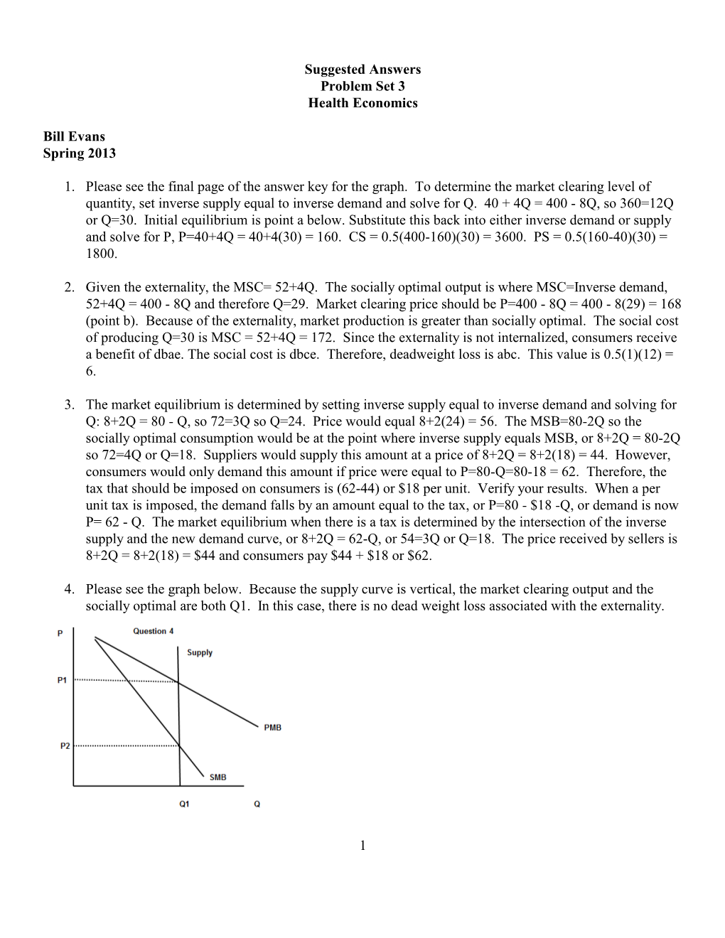 Suggested Answers Problem Set 3 Health Economics