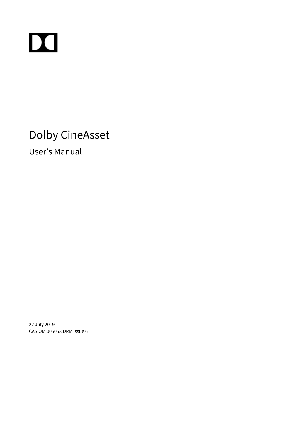 Dolby Cineasset User Manual 005058 Issue 6