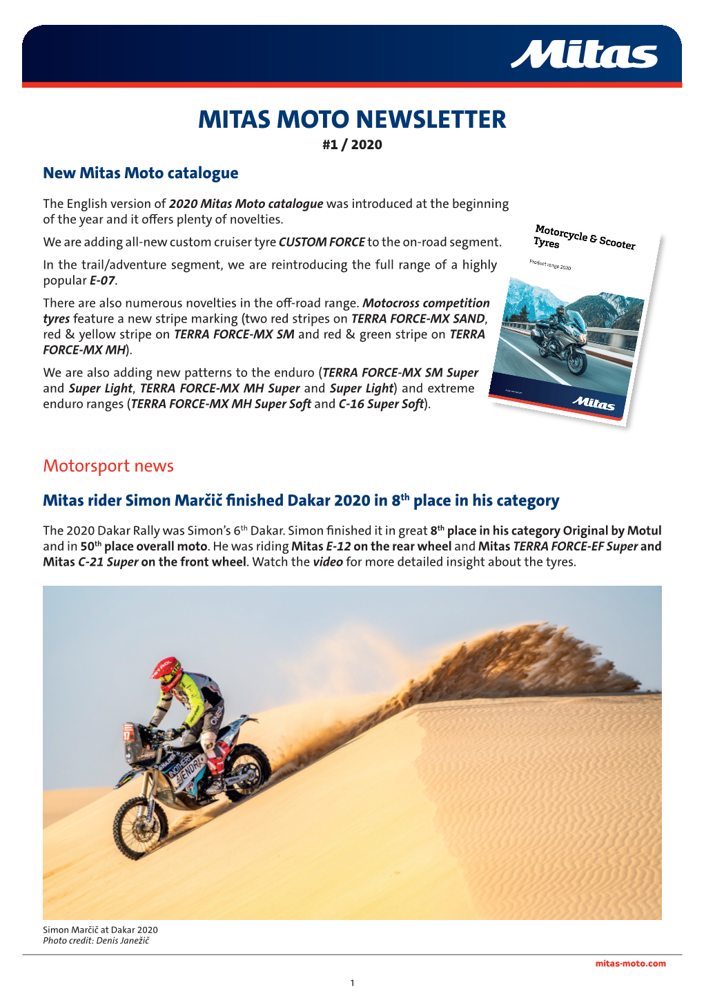 MITAS MOTO NEWSLETTER #1 / 2020 New Mitas Moto Catalogue