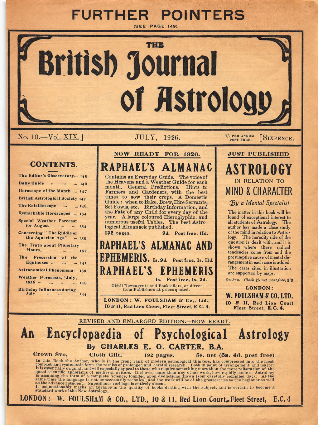 British Journal of Astrology V19 N10 Jul 1926