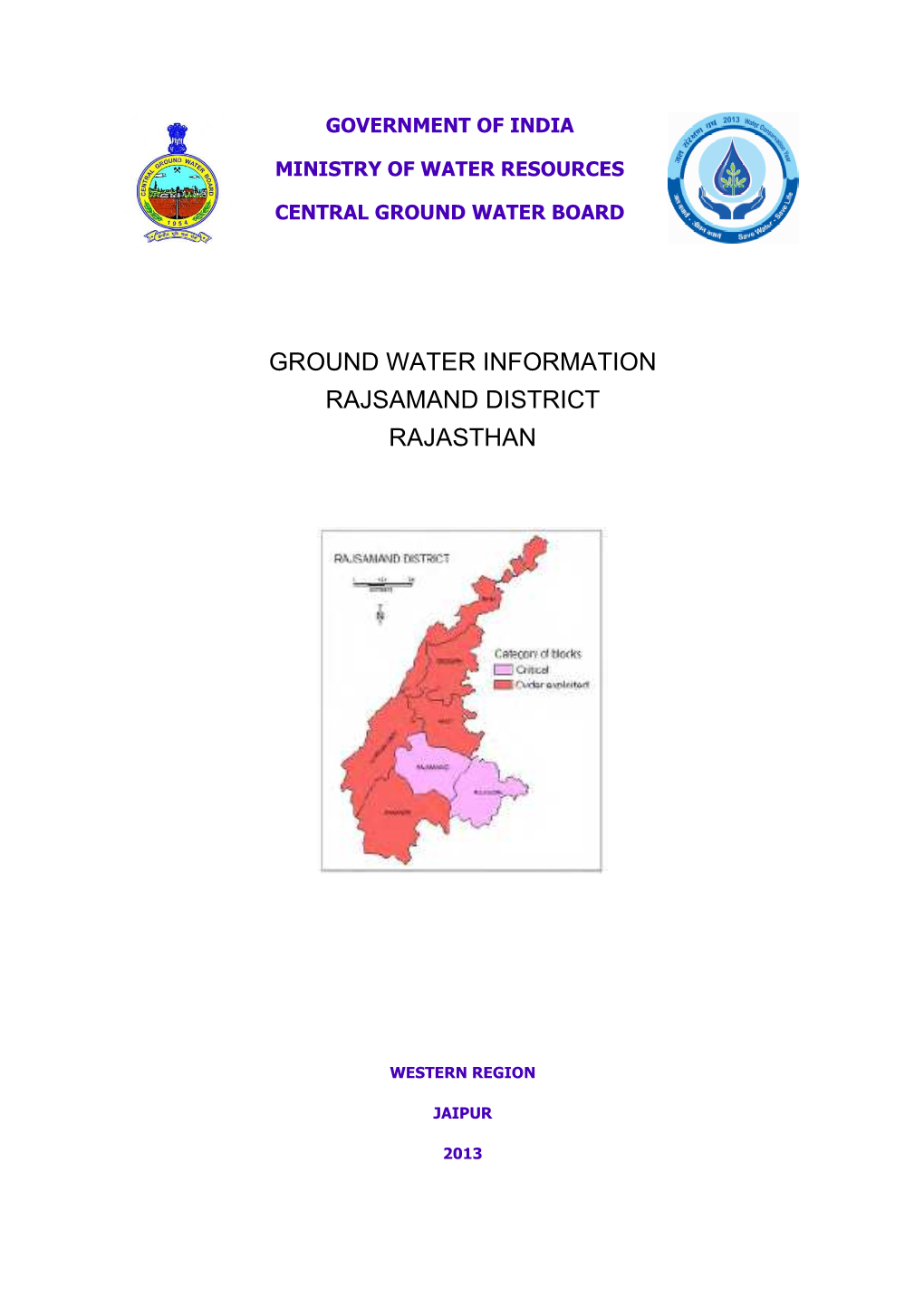 Ground Water Information Rajsamand District Rajasthan