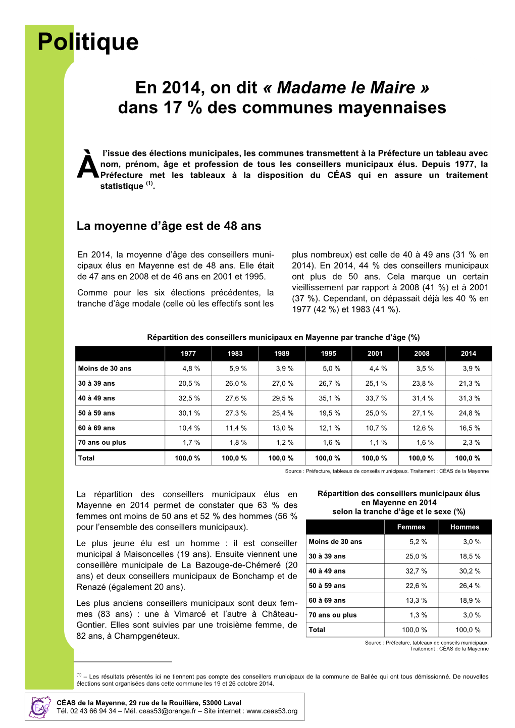 À L'issue Des Élections Municipales, Les Communes Transmettent À La Préfecture Un Tableau Avec