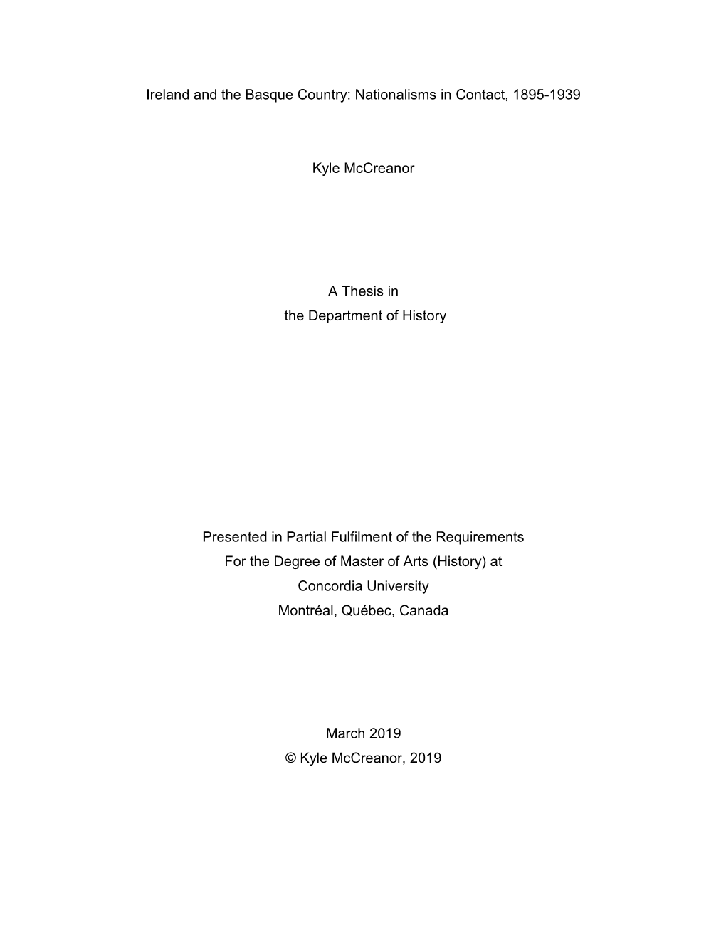 Ireland and the Basque Country: Nationalisms in Contact, 1895-1939